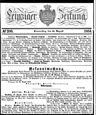 Leipziger Zeitung Donnerstag 31. August 1854