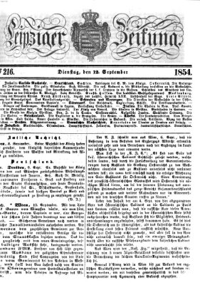 Leipziger Zeitung Dienstag 12. September 1854
