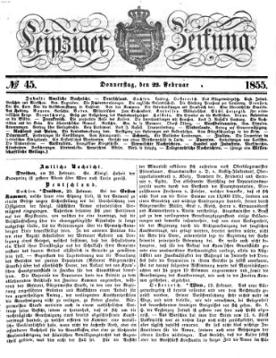 Leipziger Zeitung Donnerstag 22. Februar 1855