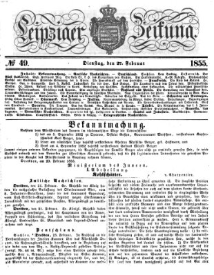 Leipziger Zeitung Dienstag 27. Februar 1855