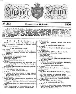 Leipziger Zeitung Samstag 11. Oktober 1856