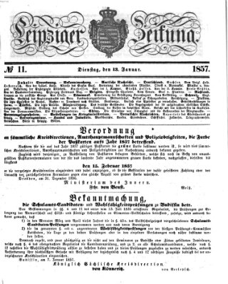 Leipziger Zeitung Dienstag 13. Januar 1857