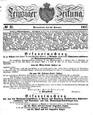 Leipziger Zeitung Samstag 24. Januar 1857