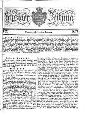 Leipziger Zeitung Samstag 31. Januar 1857