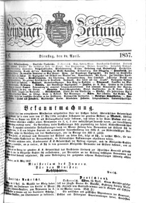 Leipziger Zeitung Dienstag 14. April 1857