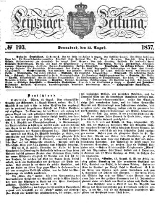 Leipziger Zeitung Samstag 15. August 1857