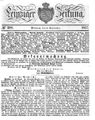 Leipziger Zeitung Mittwoch 2. September 1857
