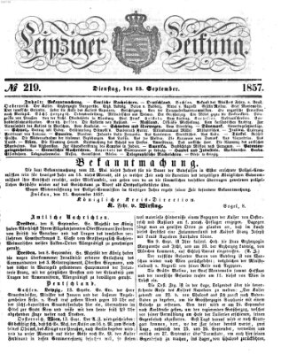 Leipziger Zeitung Dienstag 15. September 1857