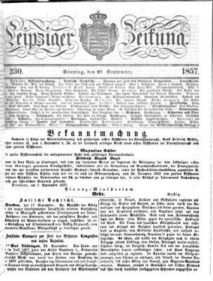 Leipziger Zeitung Sonntag 27. September 1857