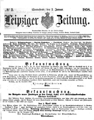 Leipziger Zeitung Samstag 2. Januar 1858