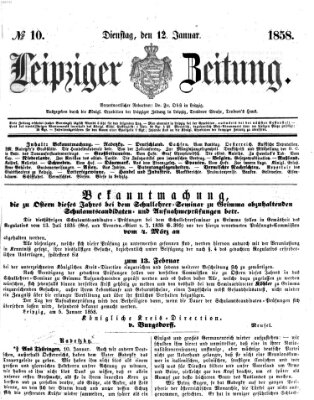 Leipziger Zeitung Dienstag 12. Januar 1858