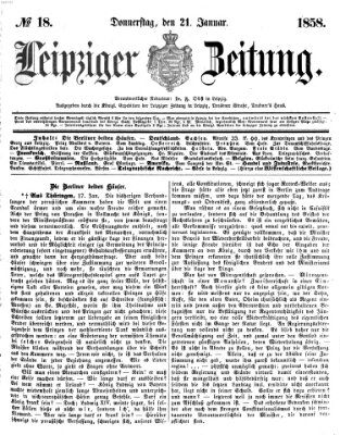 Leipziger Zeitung Donnerstag 21. Januar 1858