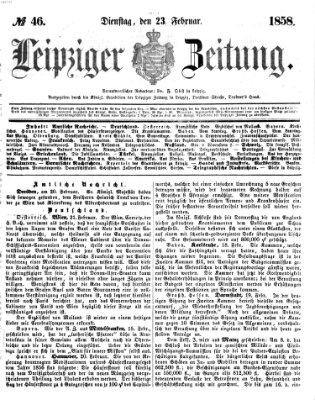 Leipziger Zeitung Dienstag 23. Februar 1858