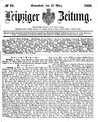 Leipziger Zeitung Samstag 13. März 1858