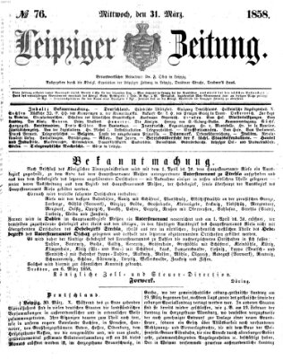 Leipziger Zeitung Mittwoch 31. März 1858