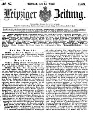 Leipziger Zeitung Mittwoch 14. April 1858