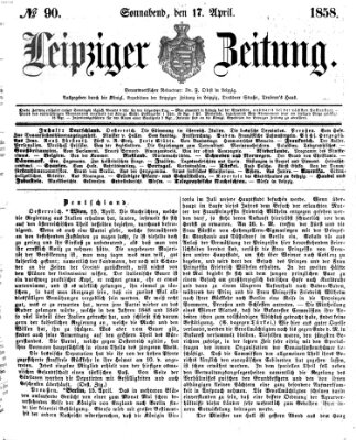 Leipziger Zeitung Samstag 17. April 1858