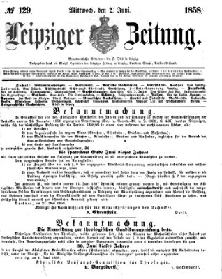 Leipziger Zeitung Mittwoch 2. Juni 1858