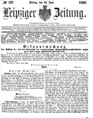 Leipziger Zeitung Freitag 11. Juni 1858