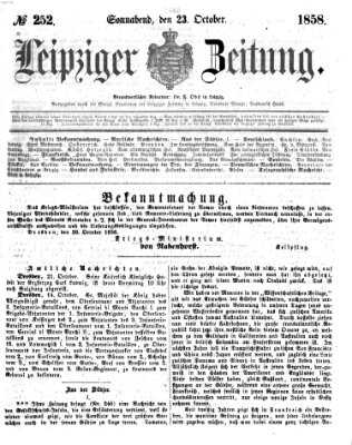 Leipziger Zeitung Samstag 23. Oktober 1858