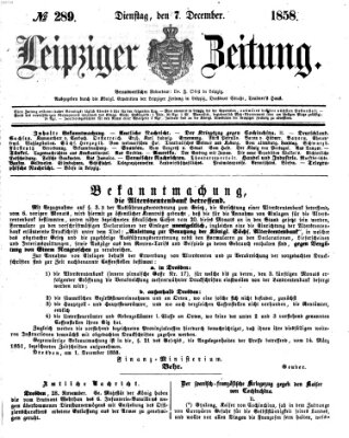 Leipziger Zeitung Dienstag 7. Dezember 1858