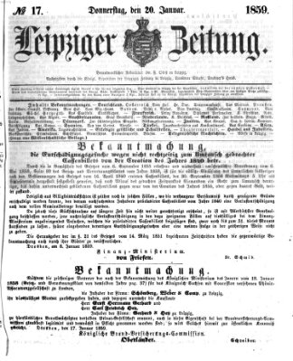 Leipziger Zeitung Donnerstag 20. Januar 1859
