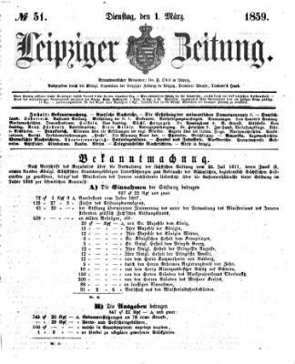 Leipziger Zeitung Dienstag 1. März 1859