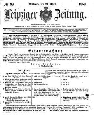 Leipziger Zeitung Mittwoch 27. April 1859
