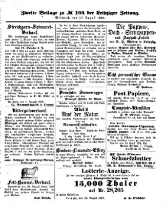 Leipziger Zeitung Mittwoch 17. August 1859