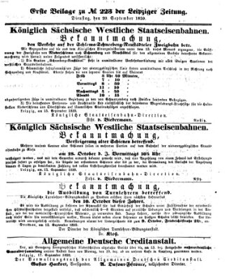 Leipziger Zeitung Dienstag 20. September 1859