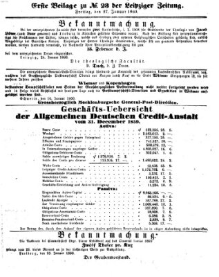 Leipziger Zeitung Freitag 27. Januar 1860
