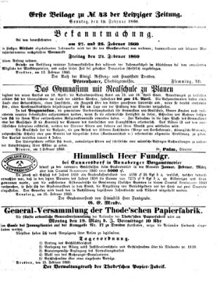 Leipziger Zeitung Sonntag 19. Februar 1860