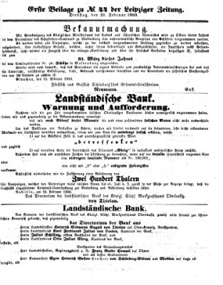 Leipziger Zeitung Dienstag 21. Februar 1860