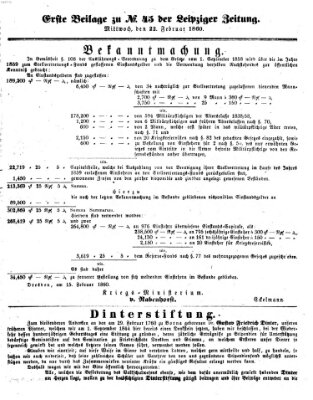 Leipziger Zeitung Mittwoch 22. Februar 1860