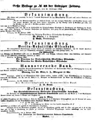 Leipziger Zeitung Samstag 25. Februar 1860