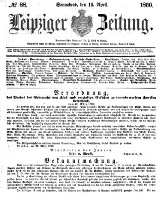 Leipziger Zeitung Samstag 14. April 1860