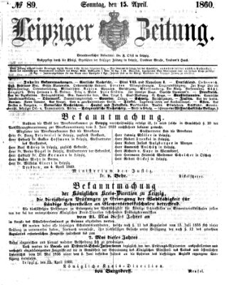 Leipziger Zeitung Sonntag 15. April 1860
