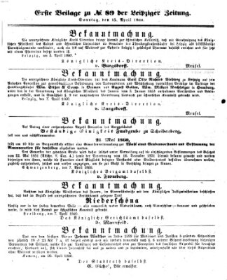 Leipziger Zeitung Sonntag 15. April 1860