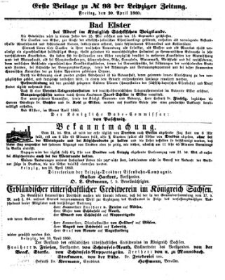 Leipziger Zeitung Freitag 20. April 1860