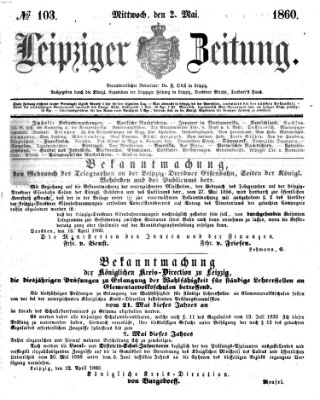 Leipziger Zeitung Mittwoch 2. Mai 1860