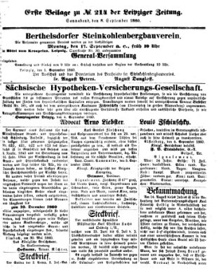 Leipziger Zeitung Samstag 8. September 1860