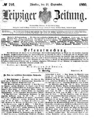 Leipziger Zeitung Dienstag 11. September 1860