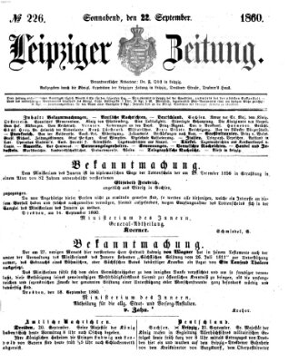 Leipziger Zeitung Samstag 22. September 1860