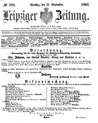 Leipziger Zeitung Dienstag 25. September 1860