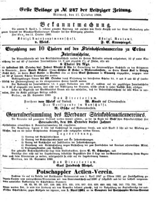 Leipziger Zeitung Mittwoch 17. Oktober 1860