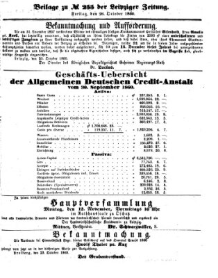 Leipziger Zeitung Freitag 26. Oktober 1860