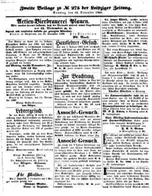 Leipziger Zeitung Sonntag 18. November 1860