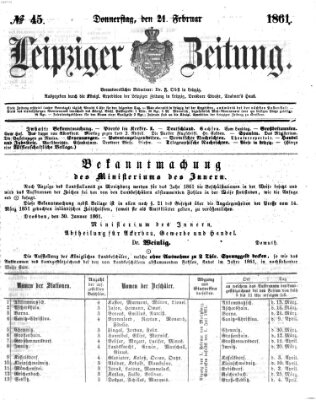 Leipziger Zeitung Donnerstag 21. Februar 1861