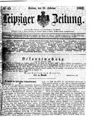 Leipziger Zeitung Freitag 21. Februar 1862