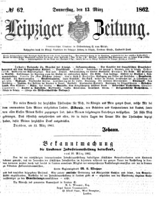 Leipziger Zeitung Donnerstag 13. März 1862